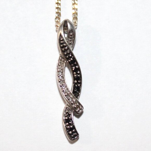 Sterling Silver Abstract Minimalist Ribbon Necklace JWBR - Picture 1 of 7